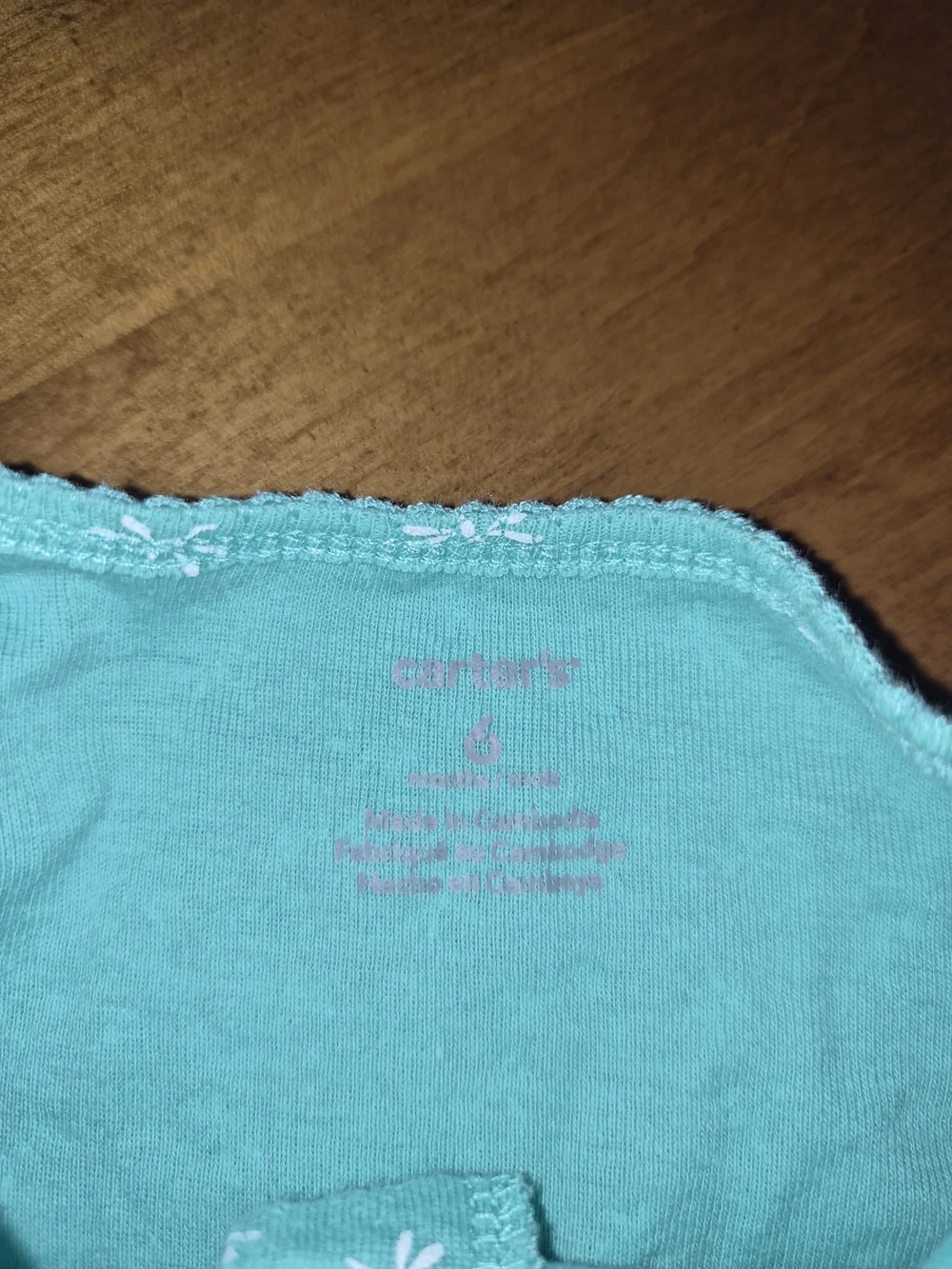 Carter's Teal Mint Footed One-Piece Onesie with White Dragonfly Print 6 Months